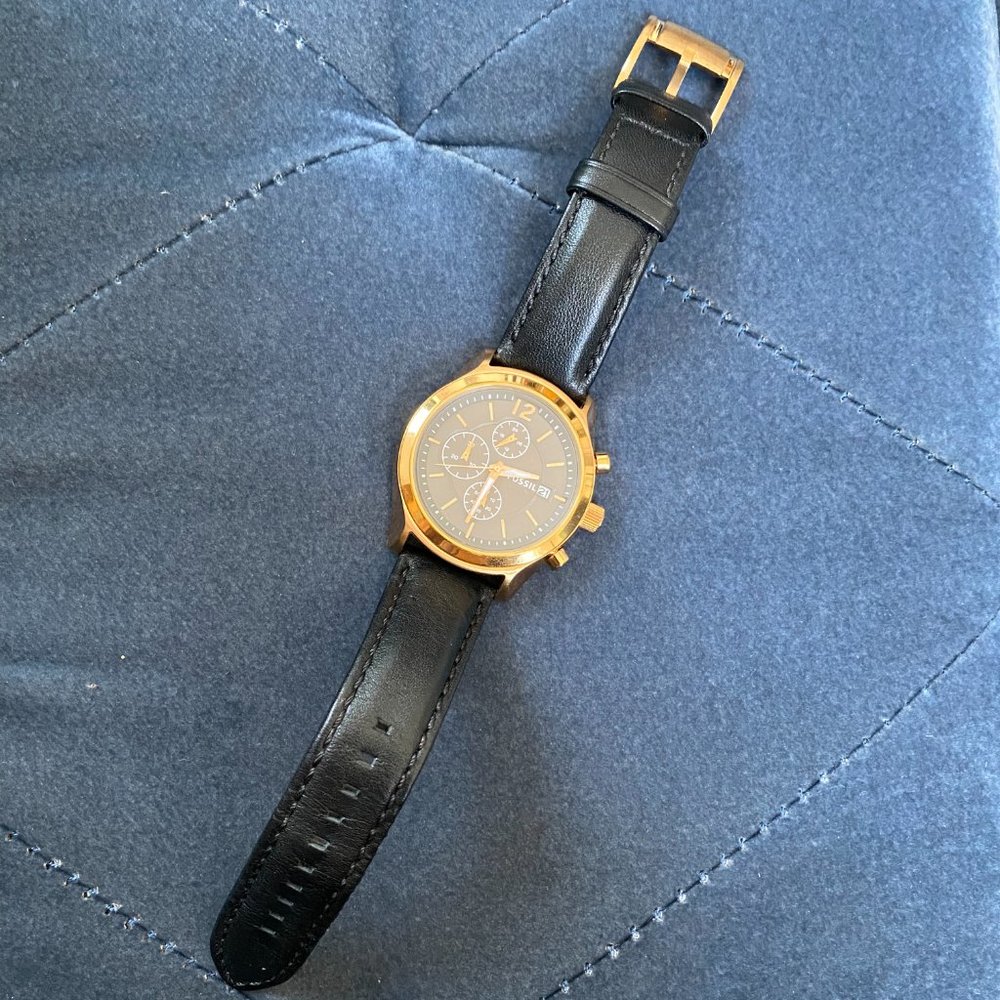 Men'sFossil Rose Gold Black Watch BQ2050 Like NEW - Picture 5 of 13